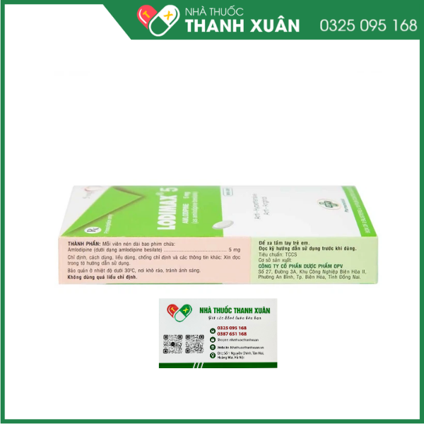 Lodimax 5 trị tăng huyết áp, đau thắt ngực